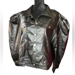 NWT Eilly Bazar Puffy Shoulder Faux Leather Jacket